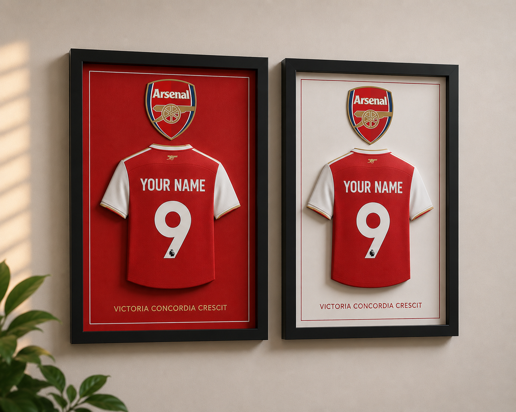 Arsenal personalised 3D printed football shirt frame – red colour – UniLayers UK