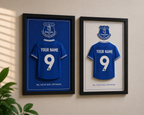 Everton personalised 3D printed football shirt frame – blue colour – UniLayers UK