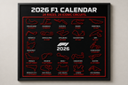 Overhead view of 3D printed 2026 Formula 1 calendar showing all Grand Prix circuit designs – UniLayers UK