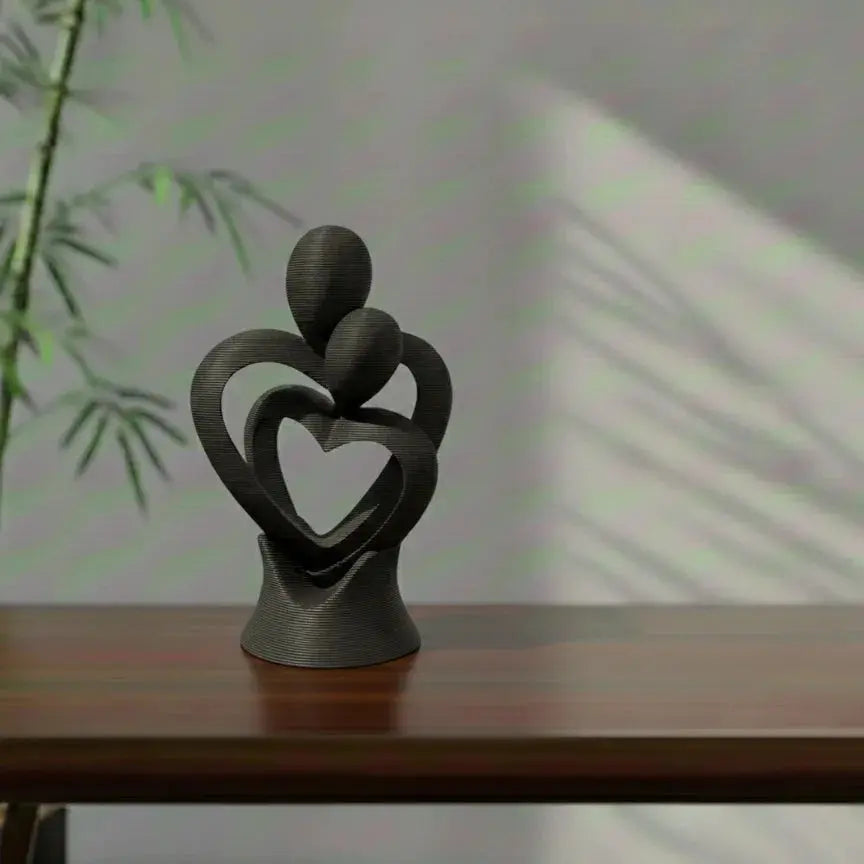 Eternal Bond Abstract Heart Sculpture - Eco-Friendly Family Art in Stunning Crimson Red