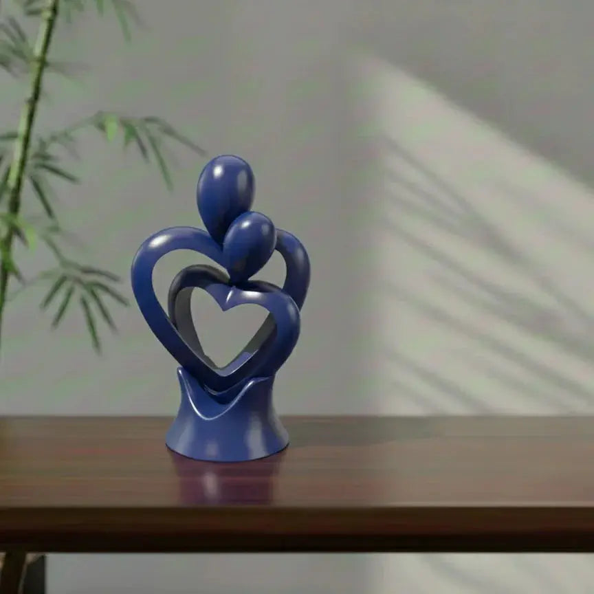 Eternal Bond Abstract Heart Sculpture - Eco-Friendly Family Art in Stunning Crimson Red