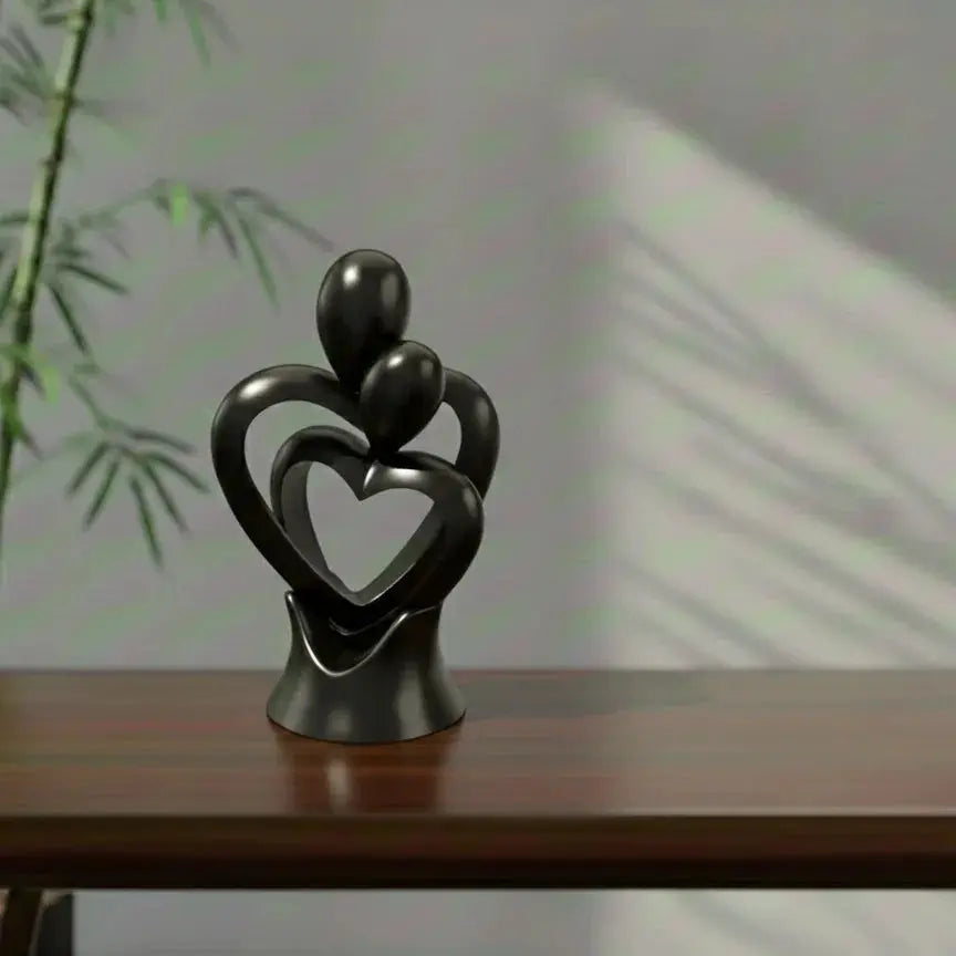 Eternal Bond Abstract Heart Sculpture - Eco-Friendly Family Art in Stunning Crimson Red