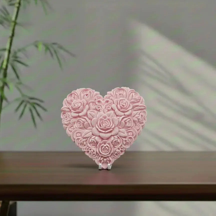 Rose Heart Sculpture – 3D Floral