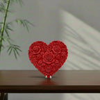 Rose heart sculpture – intricate 3D floral heart – red colour – romantic Valentine gift UK – UniLayers