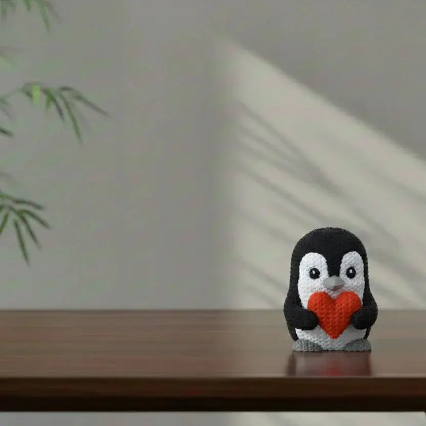 3D printed penguin love gift – white colour – Valentine's Day gift UK