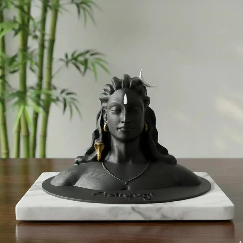 Adiyogi Shiva 3D printed idol – gray finish, 5 inch – UniLayers UK