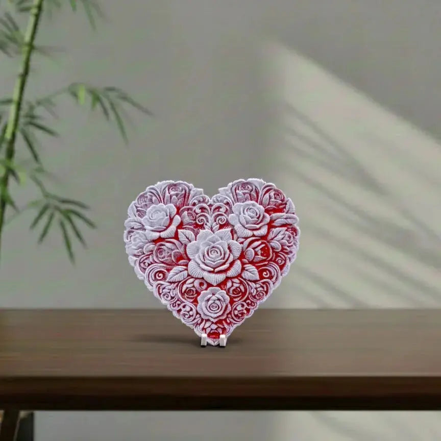 Rose Heart Sculpture – 3D Floral