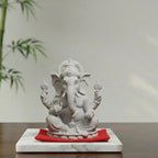 Zen Ganesha 3D printed idol – beige variant, desk decor, puja gift UK