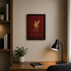 3D printed football logo frame showing gold club badge on coloured background
