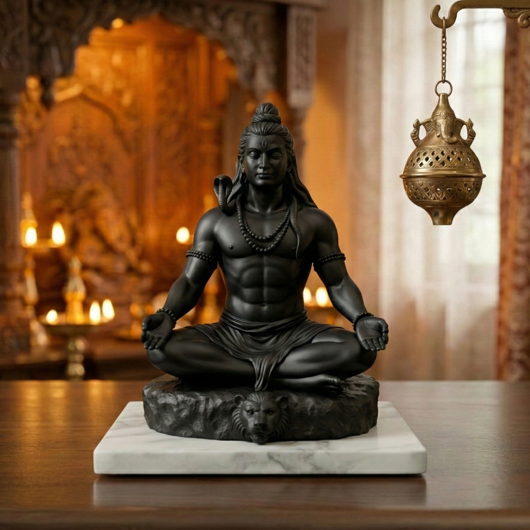 Meditating Lord Shiva statue – black colour, 5 inch – UniLayers UK