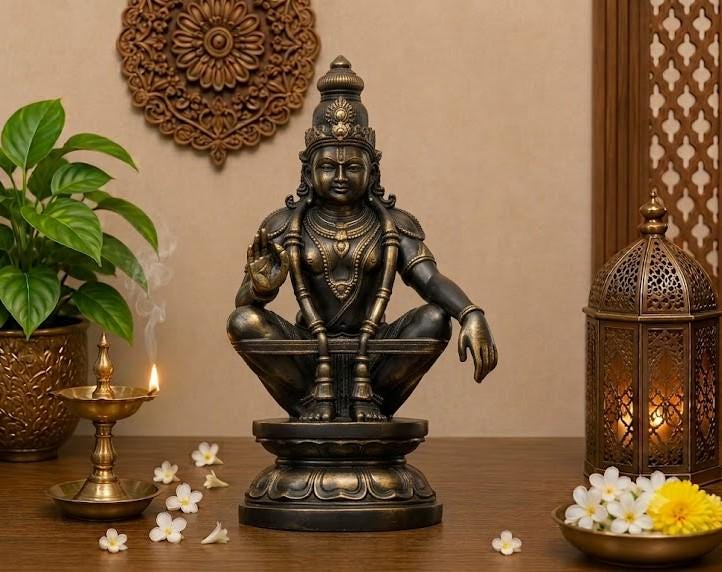 Divine Lord Ayyappa Resin Idol – Handcrafted Hindu Deity Statue for Home Temple & Car Dashboard