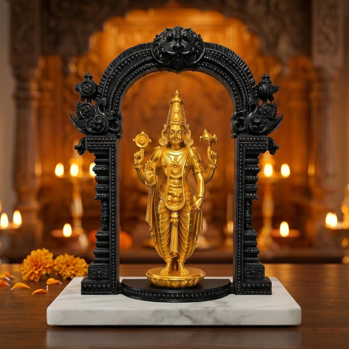 Lord Vishnu with Arch Idol – 3D Printed Hindu God Statue, Home Decor, Altar Piece
