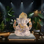 Lord Ganesha Statue 5.5" Translucent Resin Crystal Finish God Home Temple Office Car Dashboard