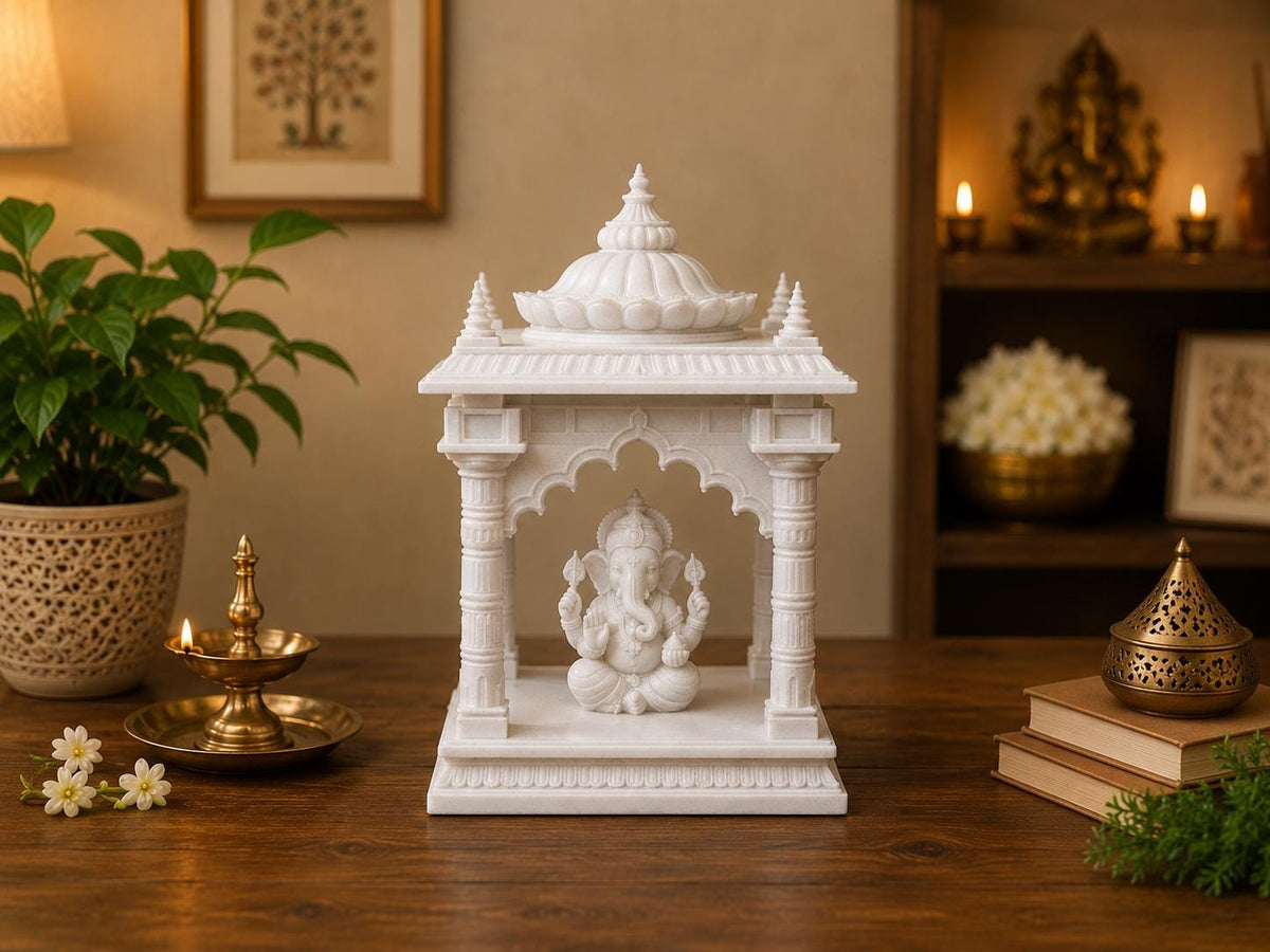 3D Printed Ganesha Mandir | Mini Hindu Temple Decor, Ganpati Shrine