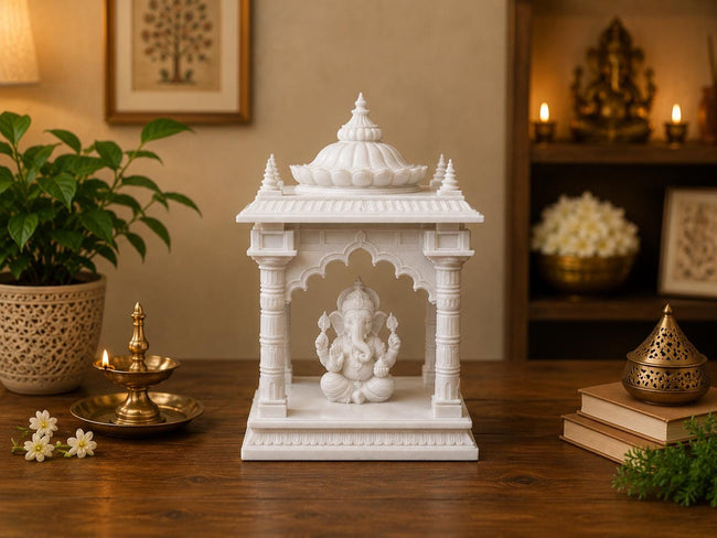 3D Printed Ganesha Mandir | Mini Hindu Temple Decor, Ganpati Shrine