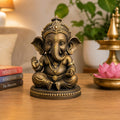 Baby Ganesha Idol, 3 Inch Black Gold Resin Statue, Car Dashboard Decor