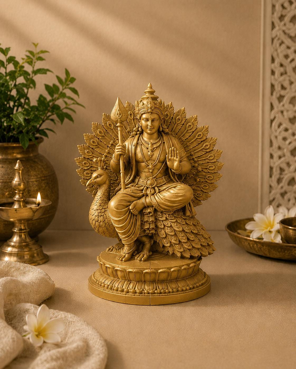 Lord Murugan 3D Printed Idol | Tamil God War Statue UK | Kartikeya South Indian Decor