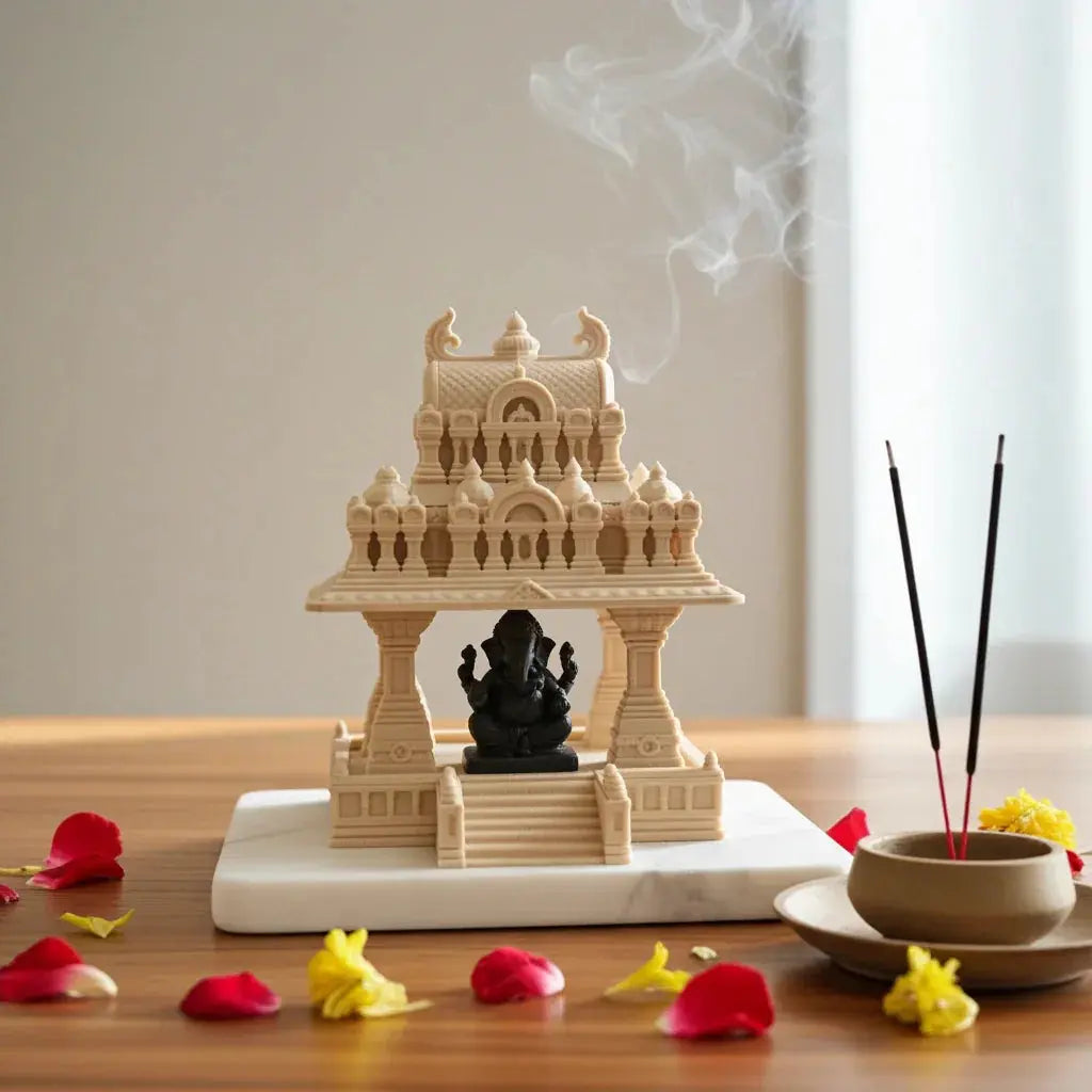 3D printed mini mandir tabletop temple – gray colour, 7 inch – UniLayers UK