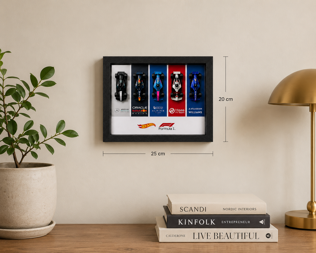 Hot Wheels F1 diecast display with LED illuminated frame – wall mounted – UniLayers