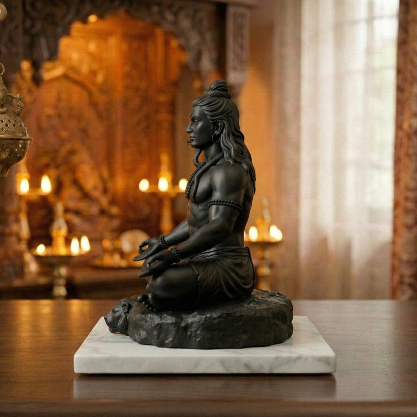 Mahadev 3D printed idol side view – black colour – UniLayers