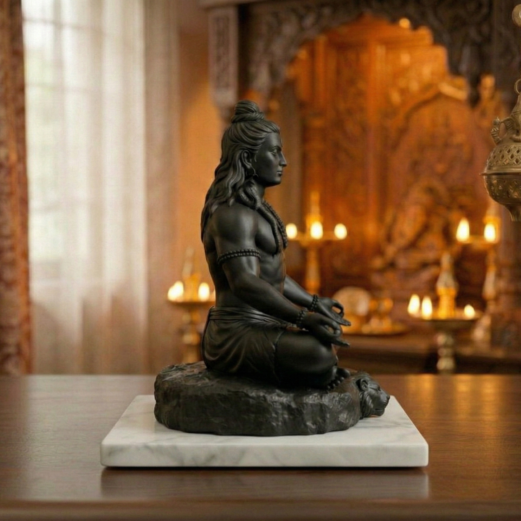 Lord Shiva meditating statue – gray finish, 6 inch – puja room