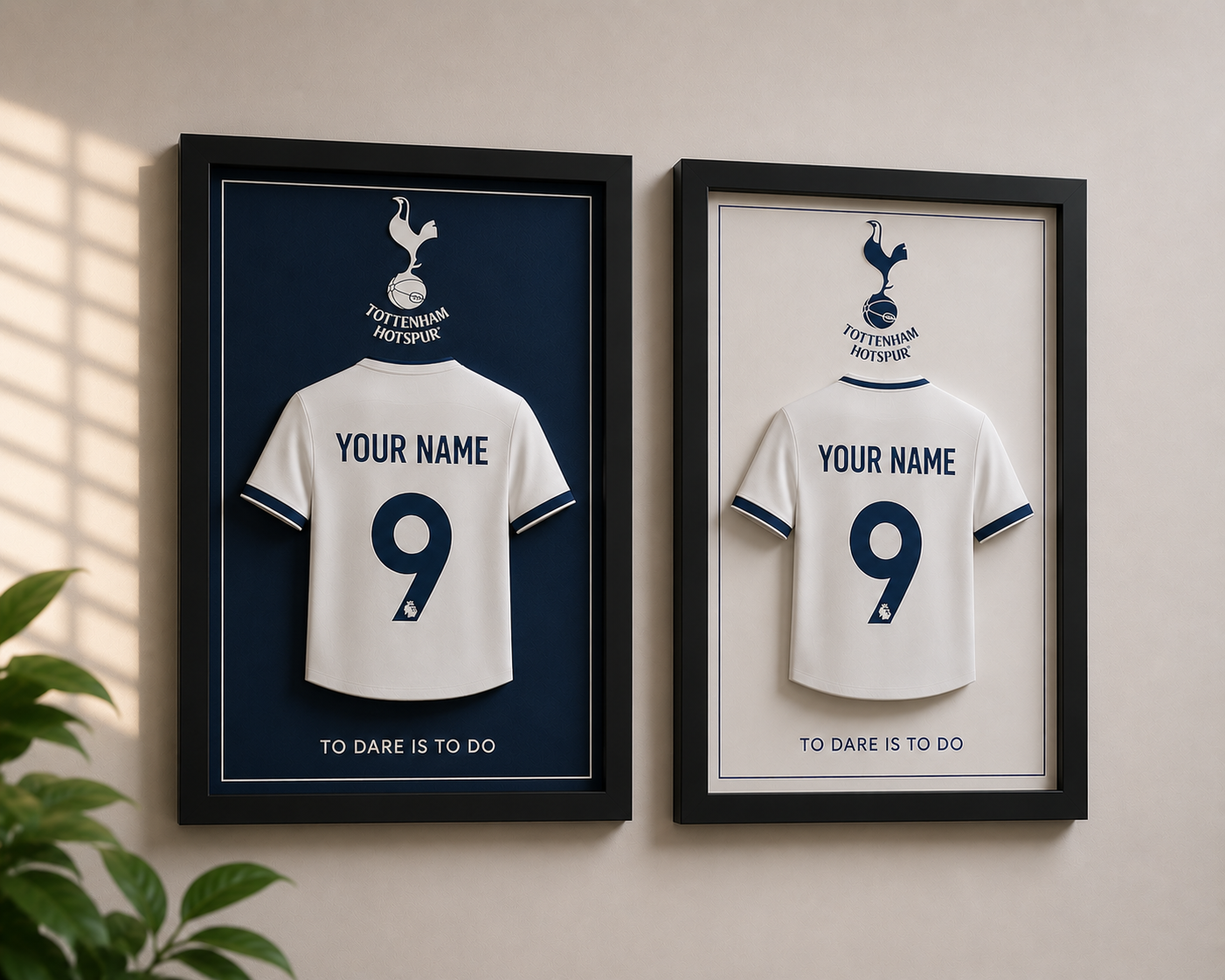 Tottenham Hotspur personalised 3D printed football shirt frame – white colour – UniLayers UK