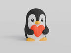Pippin knitted penguin holding heart – gray colour variant